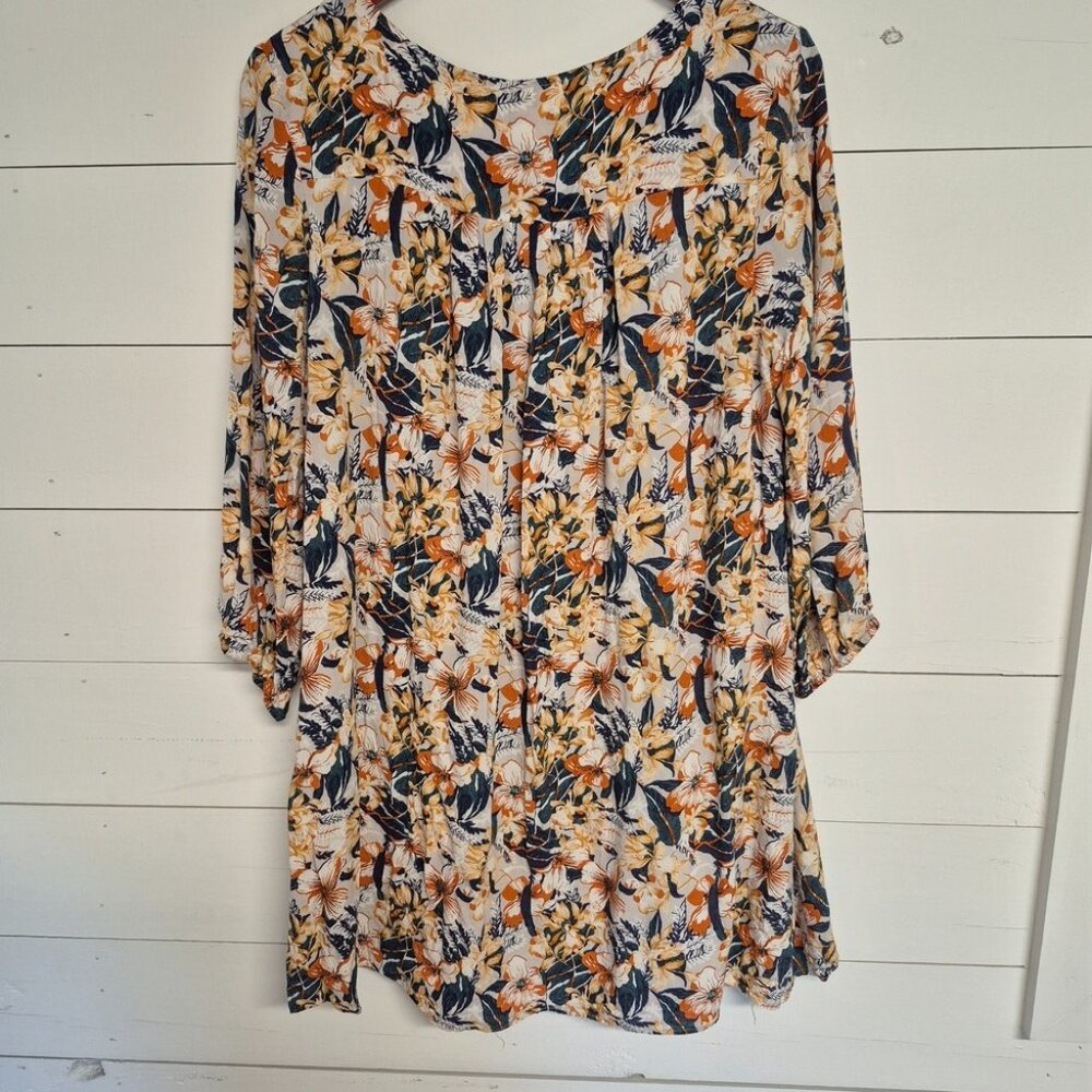 Floral Print 3/4 length Dress By Entro M Lightweight Flowy Womens Apparel - Picture 5 of 6